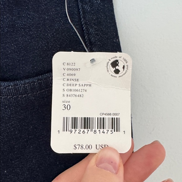 We The Free NWT Free People Women's Dark Wash Skinny Jeans w/ Raw Hem - Size 30 - Picture 4 of 8